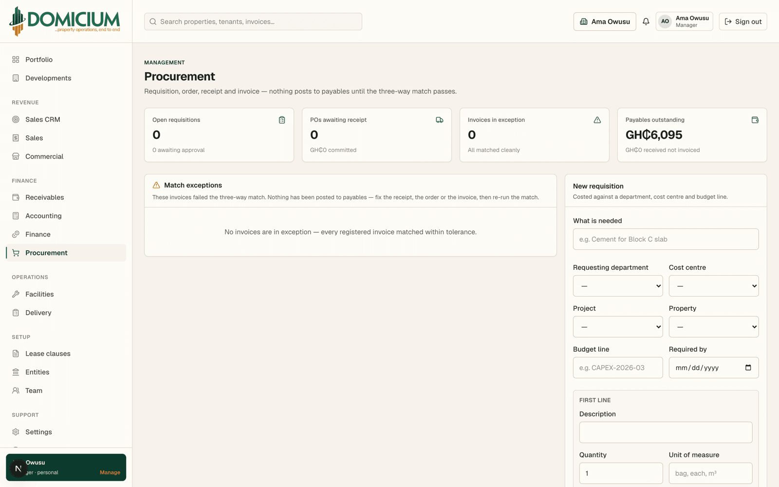 Requisitions through purchase orders to a three-way match against the invoice.